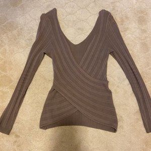 WRAP FRONT RIBBED SWEATER